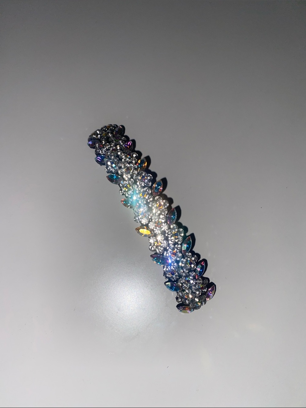 Crystal Embellished Hair Barrette - Iridescent and Black Metal Hair Pin Clip - Picture 3 of 5